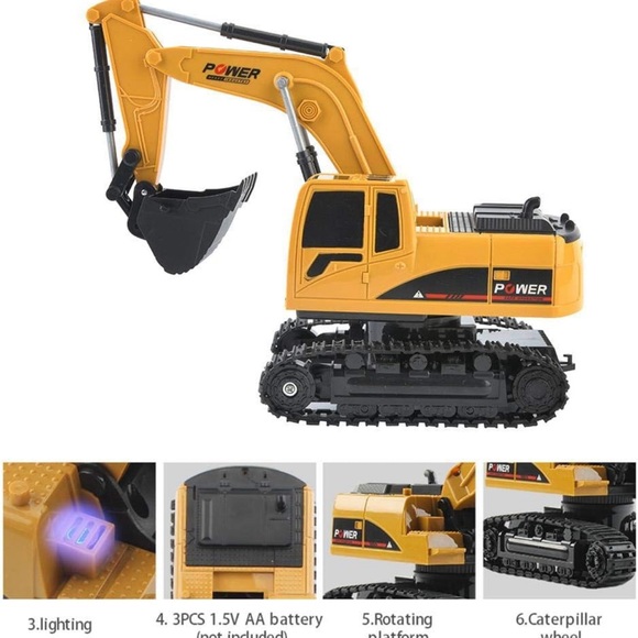 RC Excavator Plastic Backhoe Remote Control Digger Kids Hobby Toys NIB - Picture 2 of 12